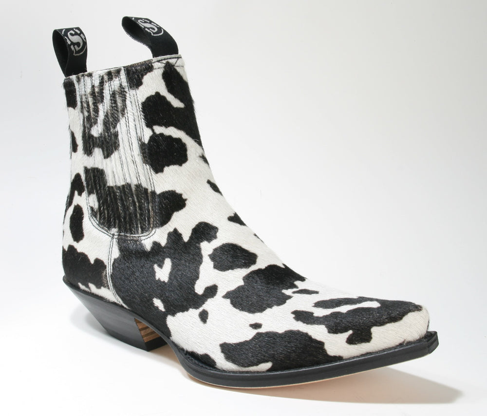 1692 Sendra Boots Stiefeletten Pelo Vaca Negro Blanco
