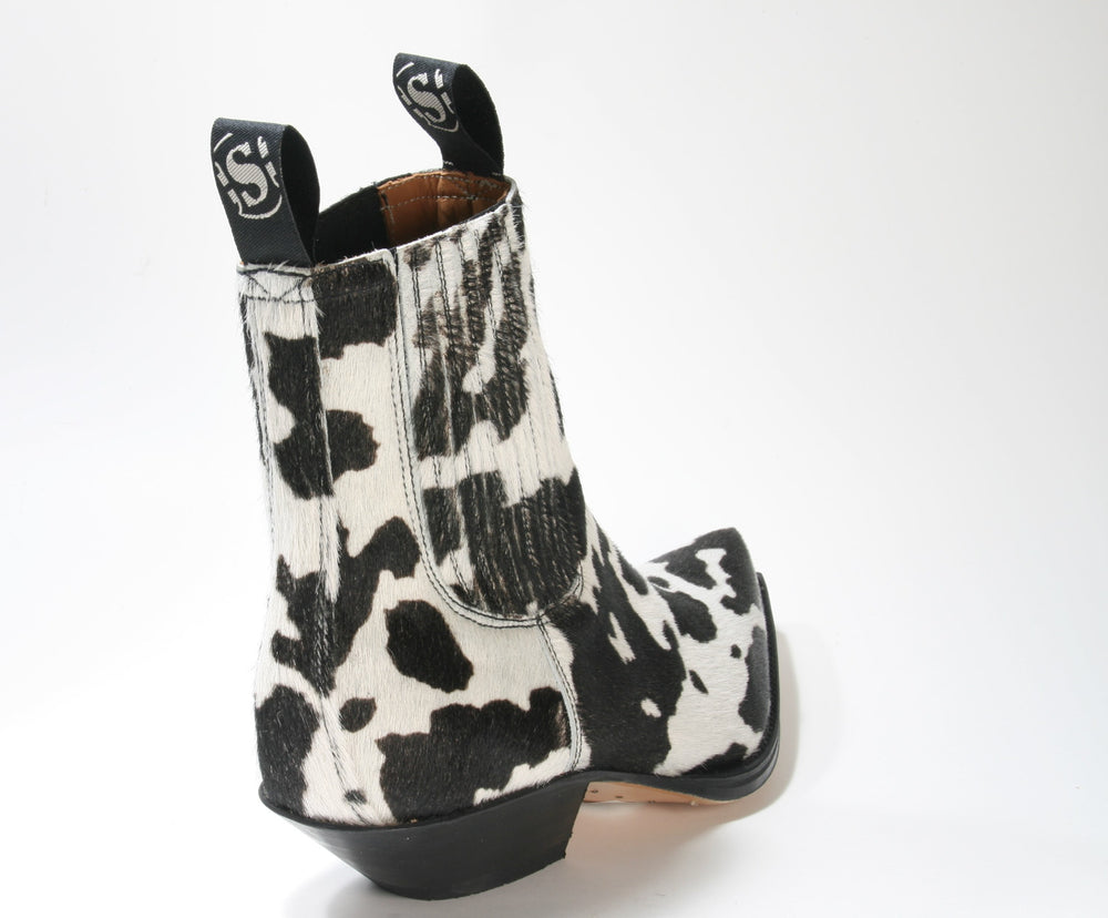 1692 Sendra Boots Stiefeletten Pelo Vaca Negro Blanco