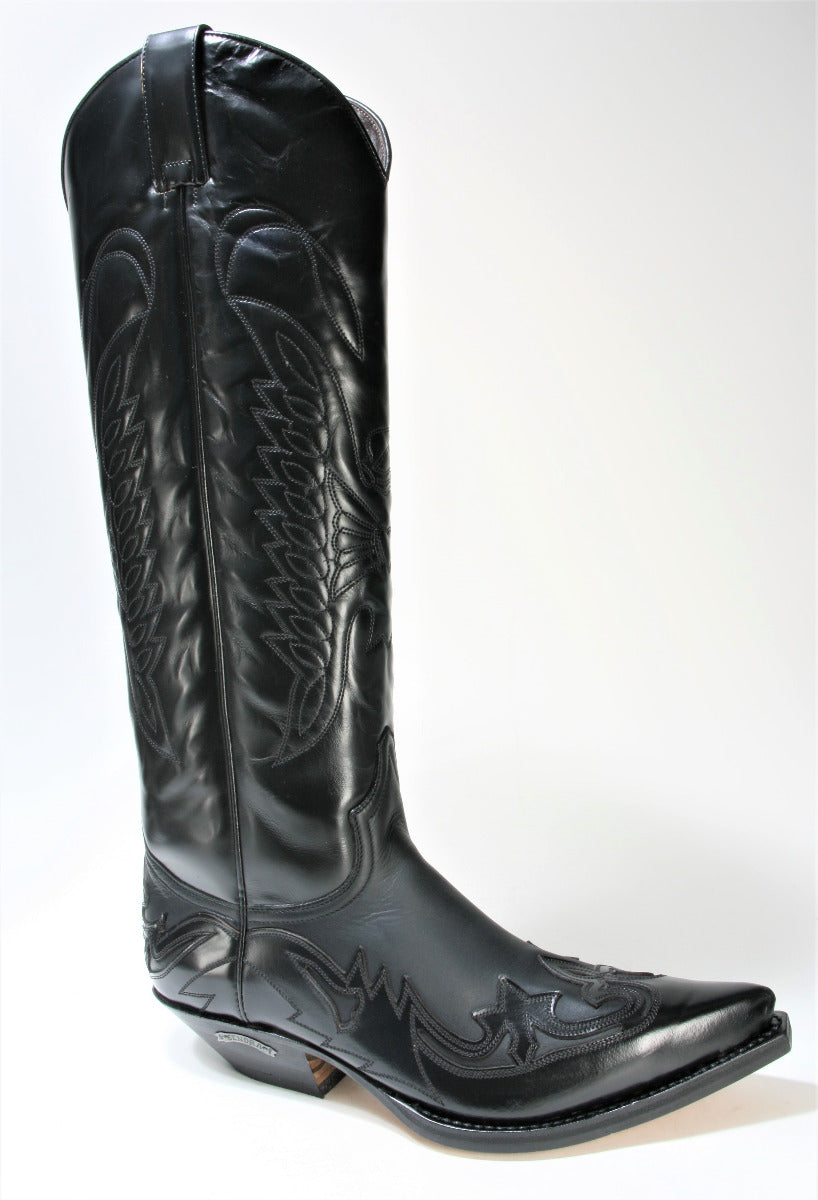 17354 Sendra Boots Cowboy Boots High Shaft Flora Negro