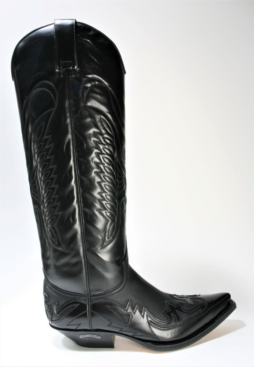 17354 Sendra Boots Cowboy Boots High Shaft Flora Negro