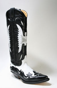 17355 Sendra Hochschaft Cowboystiefel Laca Negro Laca Blanco