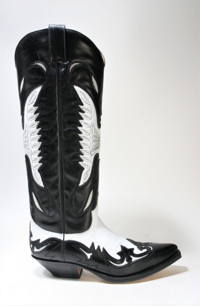17355 Sendra Hochschaft Cowboystiefel Laca Negro Laca Blanco