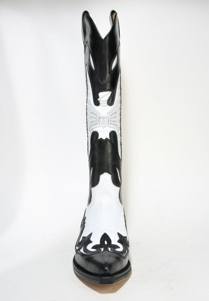 17355 Sendra Hochschaft Cowboystiefel Laca Negro Laca Blanco