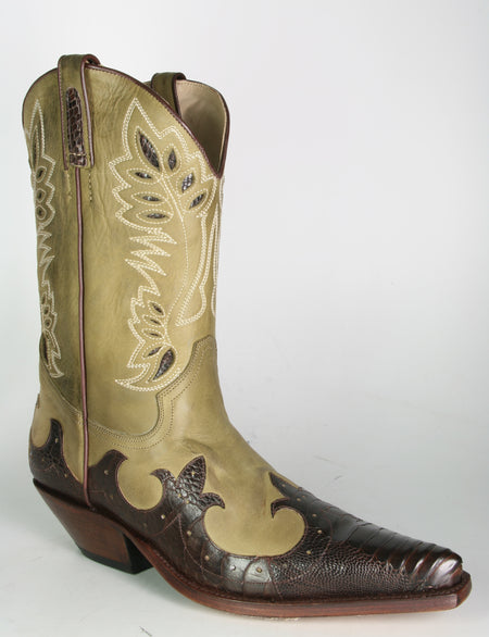 2064 Tony Mora cowboy boots Khaki Avestruz Marron
