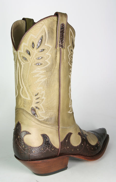2064 Tony Mora cowboy boots Khaki Avestruz Marron