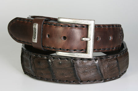 214 Sancho Belt Genuine Caiman Leather Dark Brown