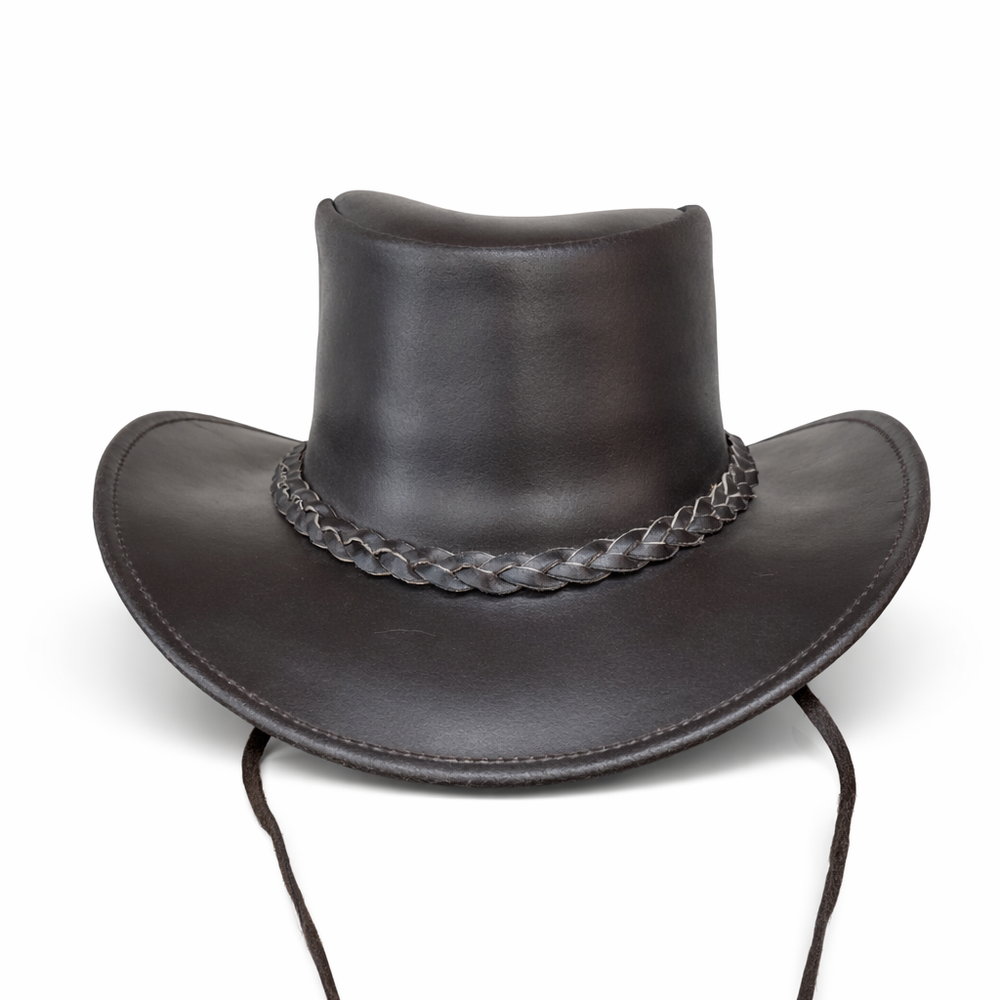 22940 Lederhut Antik Schwarzbraun