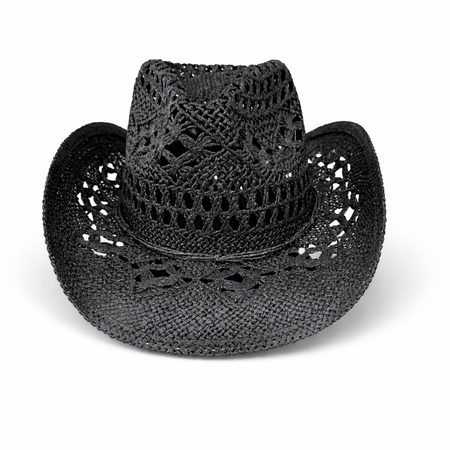 24429 Cowboyhut Strohhut schwarz
