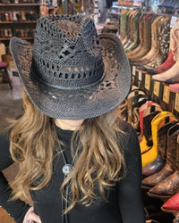 24429 Cowboyhut Strohhut schwarz