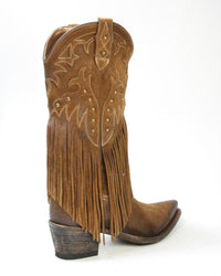 Exklusive Mayura Westernstiefel aus gewachstem Wildleder mit Fransen