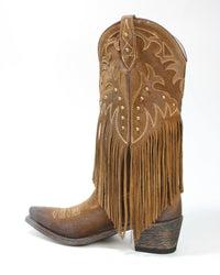 Mayura Westernstiefel aus gewachstem Wildleder mit Fransen