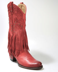2475 MAYURA Fransenstiefel Cowboystiefel Rojo