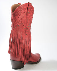 2475 MAYURA Fransenstiefel Cowboystiefel Rojo