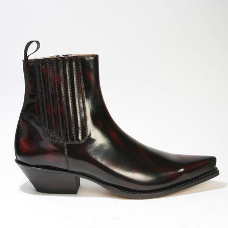 Mayura Stiefelette 2546 Flor. Burdeos aus bordeauxrotem Glattleder, Seitenansicht