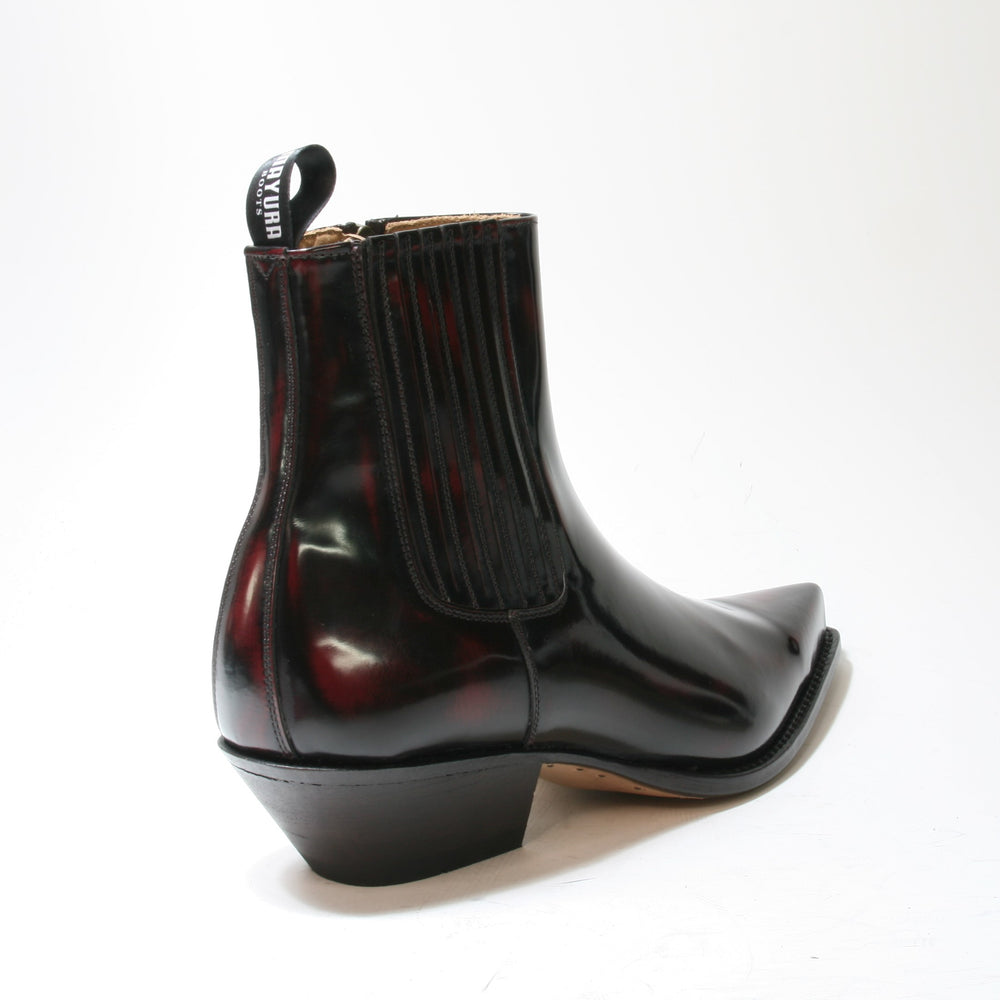 Mayura Stiefelette 2546 Flor. Burdeos, Rückansicht mit elastischem Seiteneinsatz