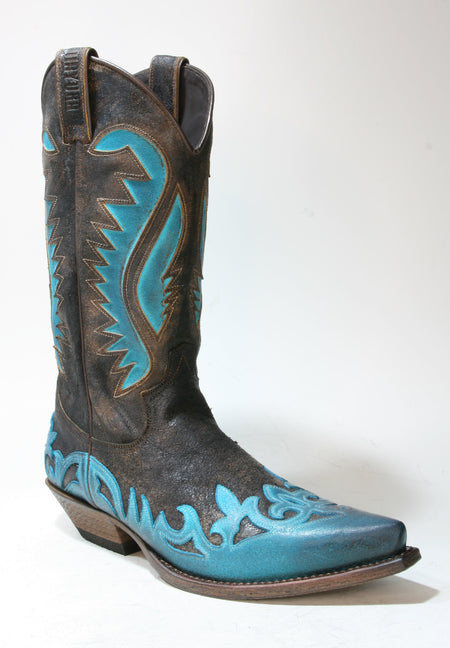 2567 Mayura Cowboystiefel Suede Turquesa Palmas Testa