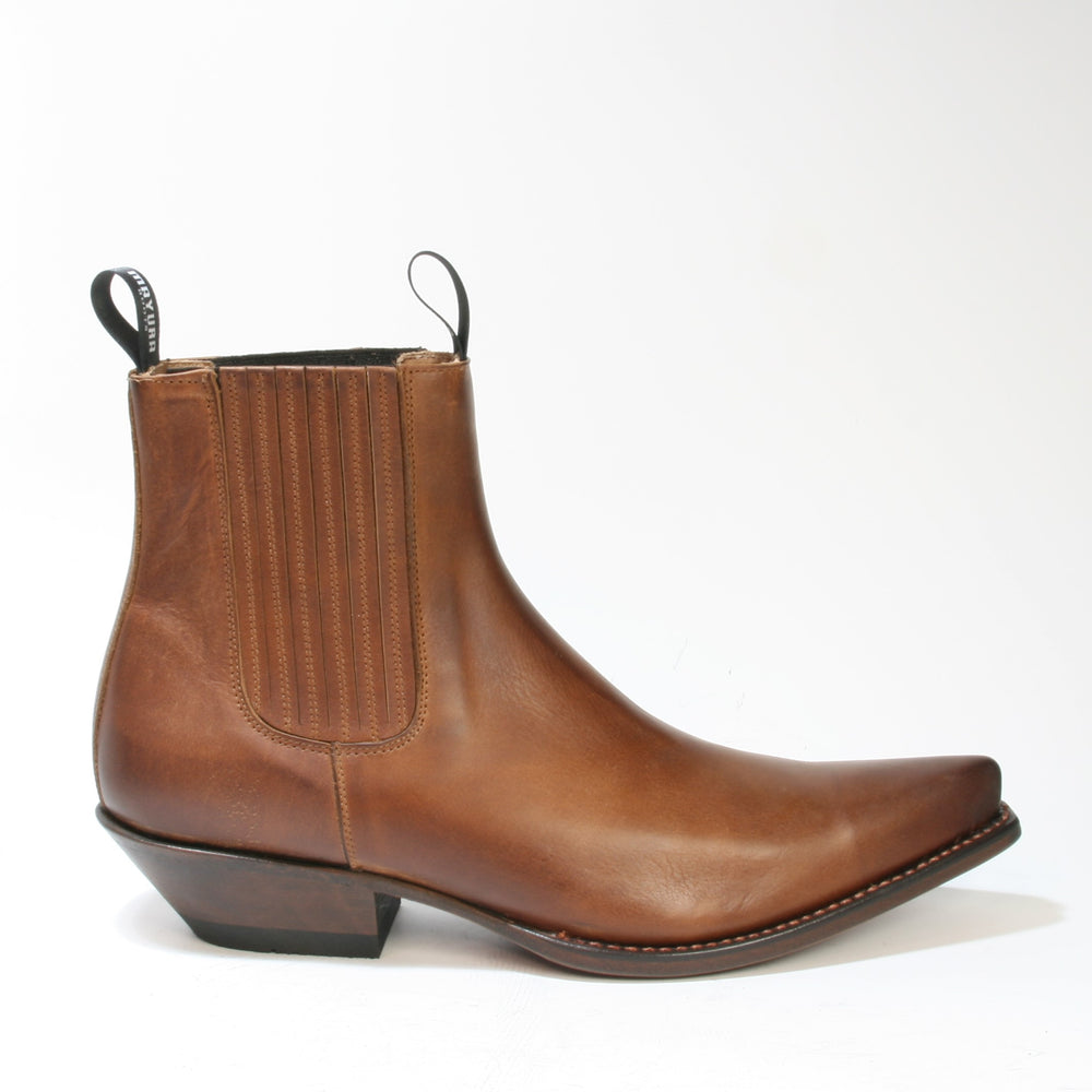 Mayura Lederstiefelette aus gebrushtem braunem Rindsleder von der rechten Seite