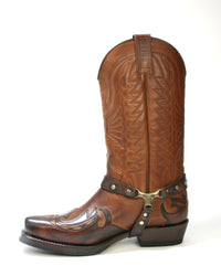Seitenansicht rechts:
Mayura Bikerboots mit robustem Rindsleder und markantem Flammendesign