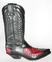 2720 ​​Sendra cowboy boots Cuervo Flor. Negro Python Rojo