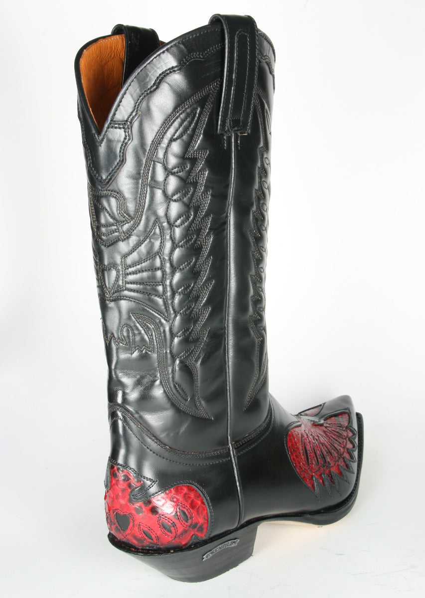 2720 ​​Sendra cowboy boots Cuervo Flor. Negro Python Rojo