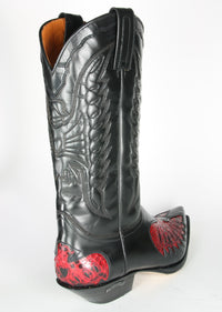 2720 ​​Sendra cowboy boots Cuervo Flor. Negro Python Rojo