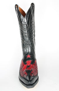 2720 ​​Sendra cowboy boots Cuervo Flor. Negro Python Rojo
