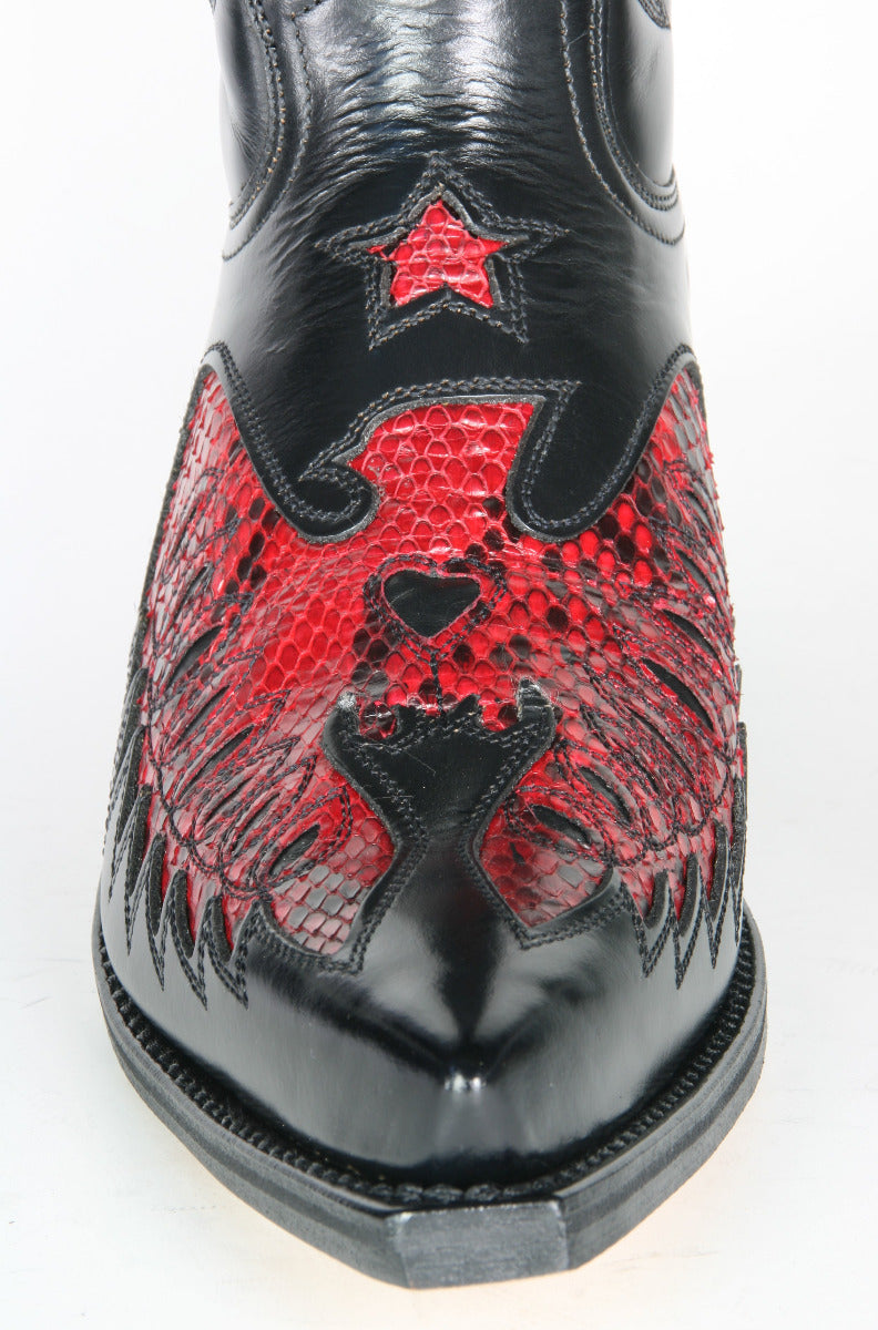 2720 ​​Sendra cowboy boots Cuervo Flor. Negro Python Rojo