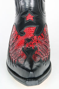2720 ​​Sendra cowboy boots Cuervo Flor. Negro Python Rojo