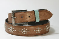 3213 Original Belts Cuero Beige Flower Belt 2