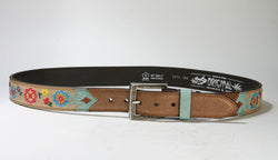 3213 Original Belts Cuero Beige Flower Belt 2