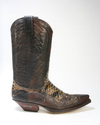 3241 Sendra Cowboystiefel Barbados Quersia Python Fantasia braun