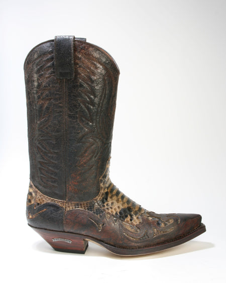 3241 Sendra Cowboystiefel Barbados Quersia Python Fantasia braun