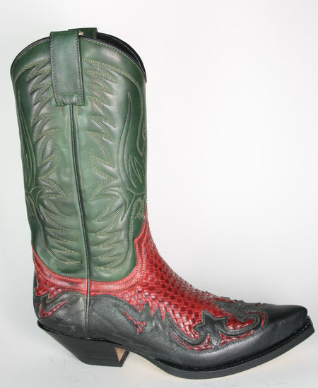 3241 Sendra Boots Westernstiefel Barbados Negro Trenzado Rojo