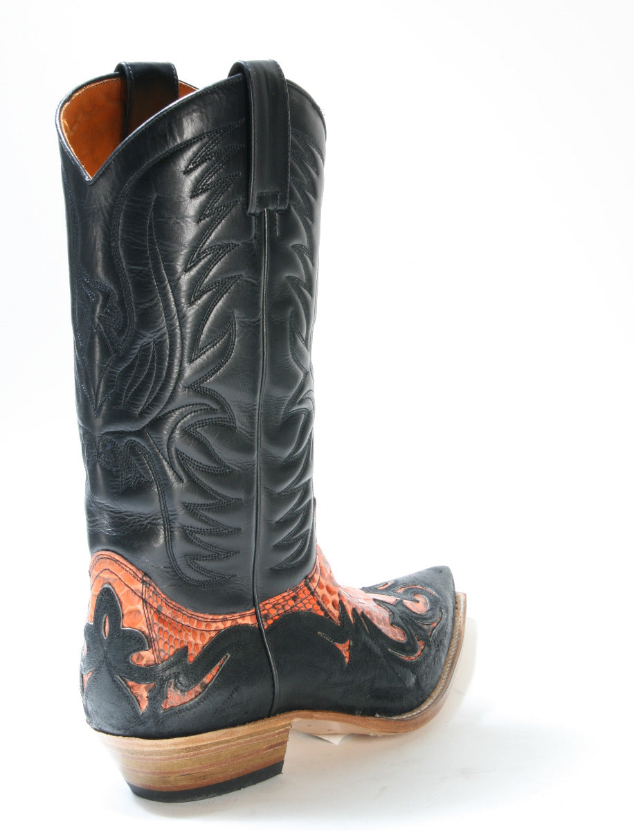 3241 Sendra Cowboy Boots Barbados Negro Python Orange