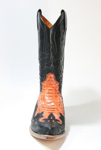 3241 Sendra Cowboy Boots Barbados Negro Python Orange