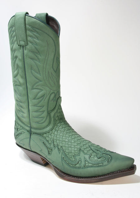 3241 Sendra Boots Cowboystiefel Nubuk Brash Verde Botella Trenzado