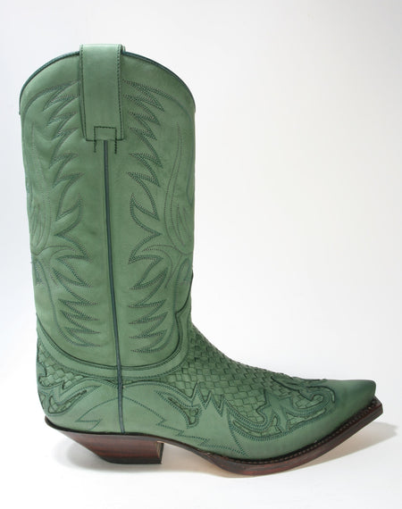 3241 Sendra Boots Cowboystiefel Nubuk Brash Verde Botella Trenzado