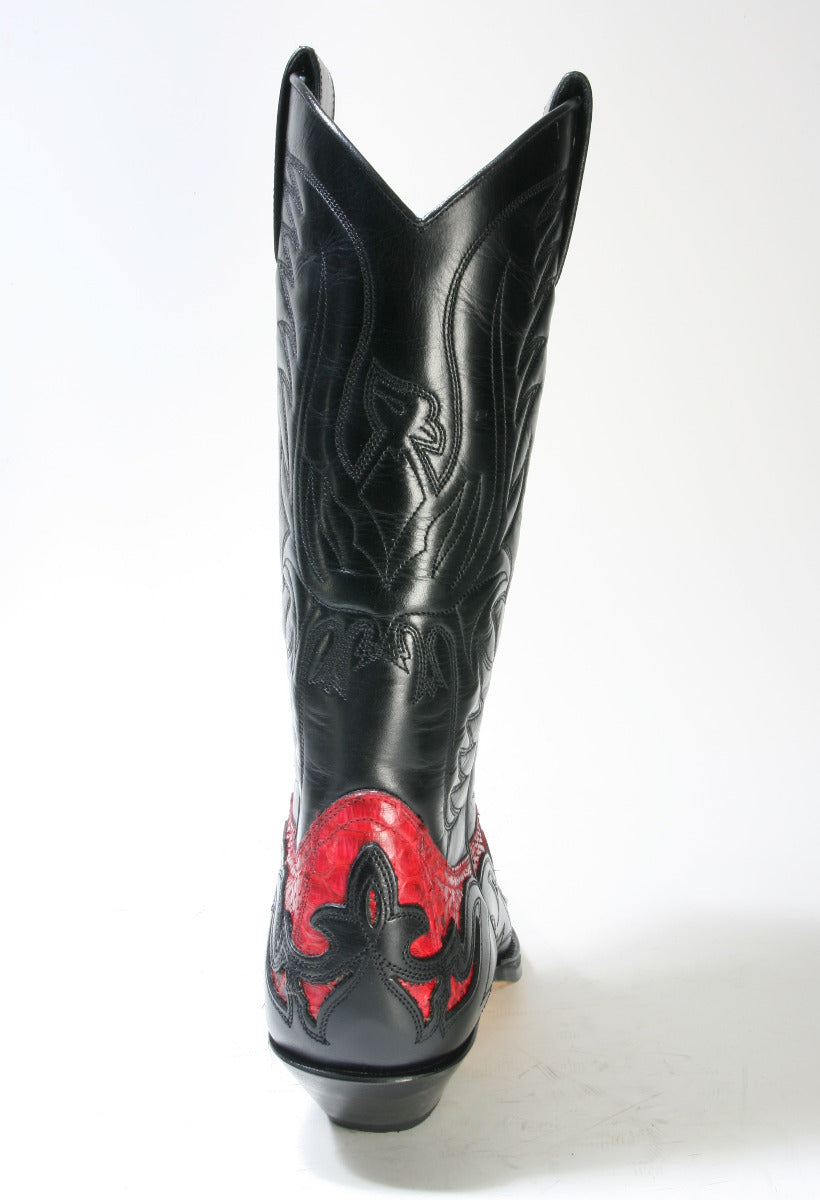 3241 Sendra cowboy boots X Flora Negro Pyth. Barr. Rojo