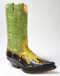 3241 Sendra Boots Cowboy Boots Negro Python Barr. Amarillo