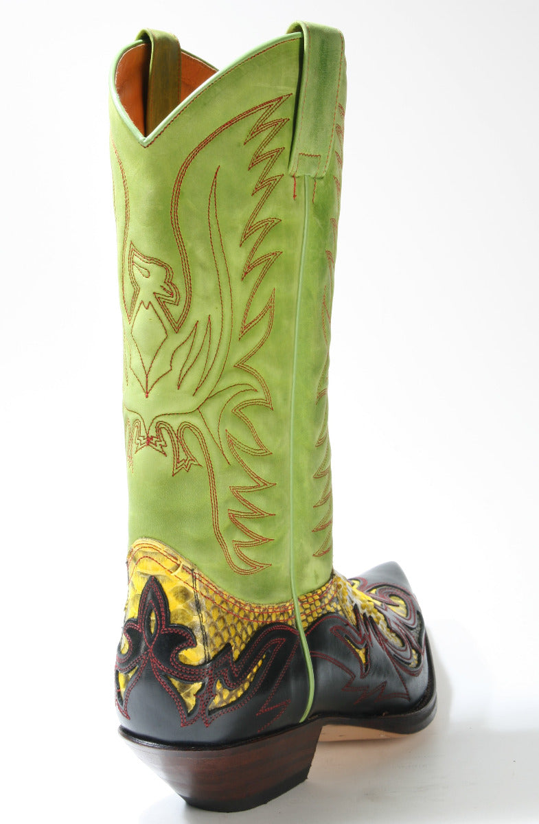 3241 Sendra Boots Cowboy Boots Negro Python Barr. Amarillo