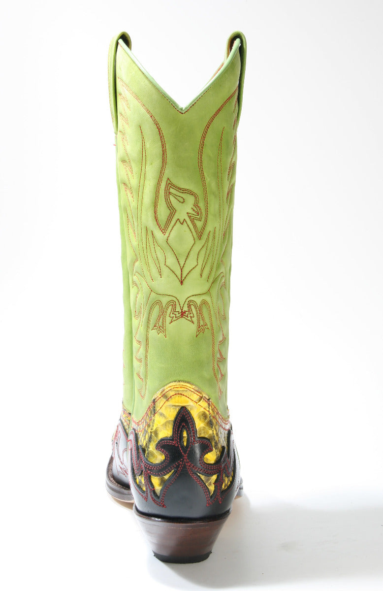 3241 Sendra Boots Cowboy Boots Negro Python Barr. Amarillo