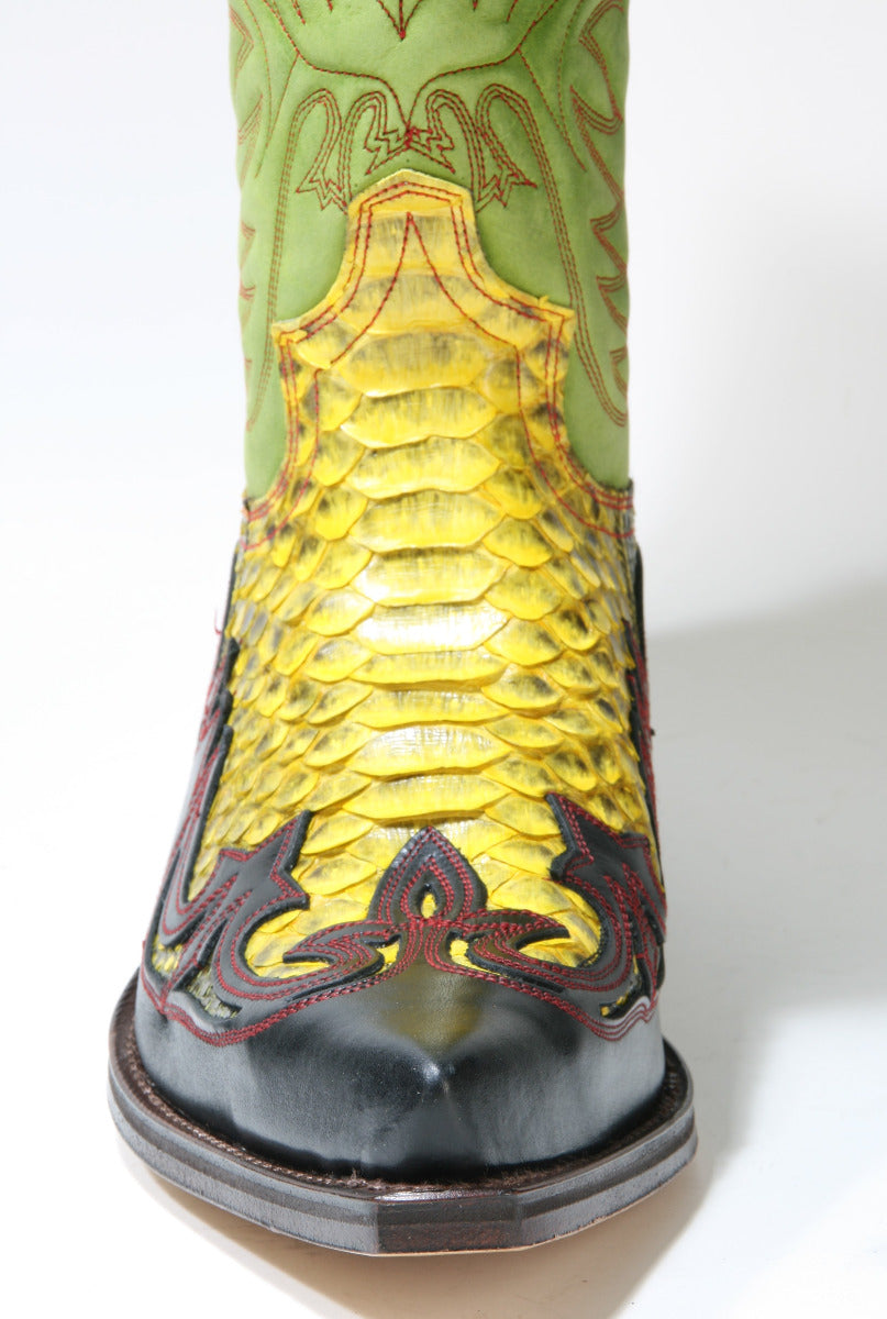 3241 Sendra Boots Cowboy Boots Negro Python Barr. Amarillo