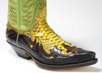 3241 Sendra Boots Cowboy Boots Negro Python Barr. Amarillo