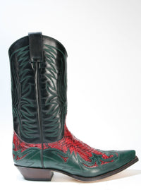 3241 Sendra cowboy boots Flor. Green Python Barr. Rojo