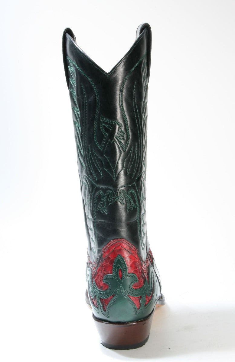 3241 Sendra cowboy boots Flor. Green Python Barr. Rojo