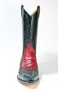 3241 Sendra cowboy boots Flor. Green Python Barr. Rojo