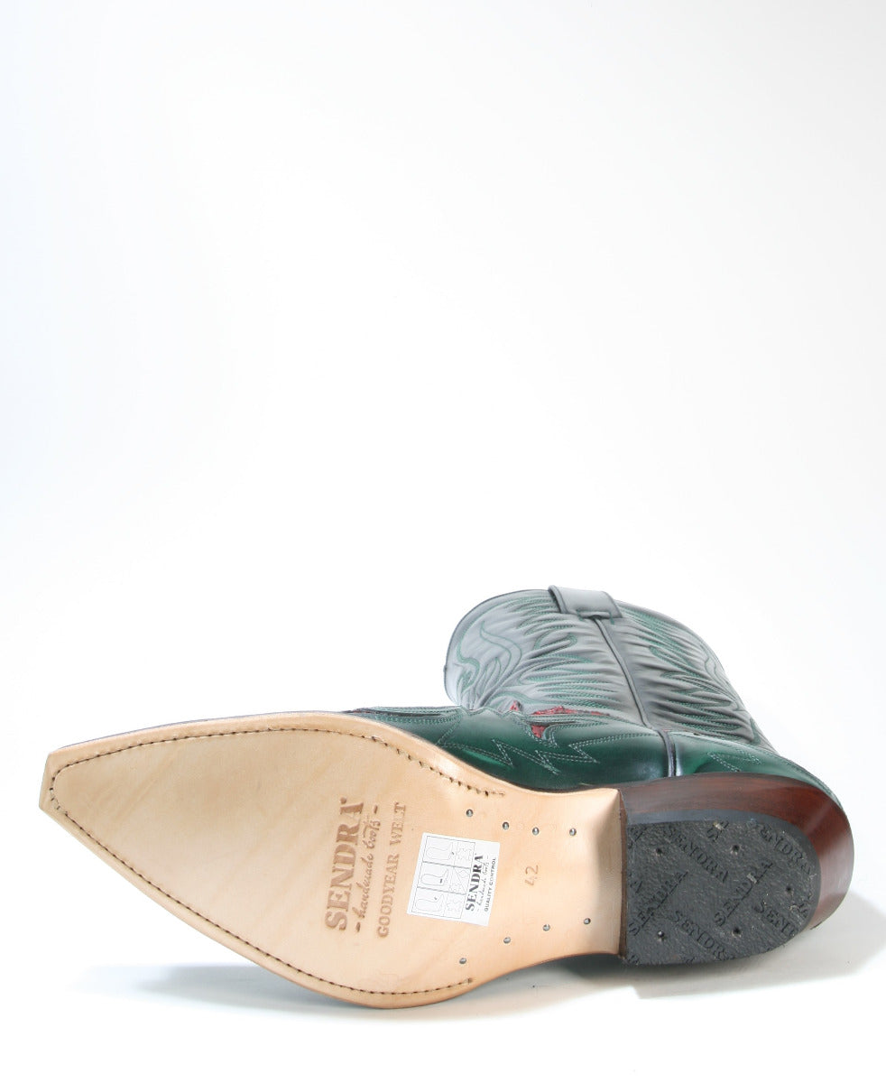 3241 Sendra cowboy boots Flor. Green Python Barr. Rojo
