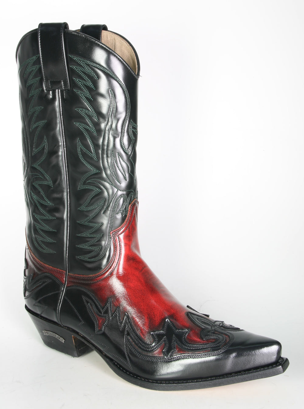 3241 Sendra cowboy boots Flor. Negro Flor. Rojo
