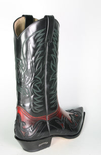 3241 Sendra cowboy boots Flor. Negro Flor. Rojo