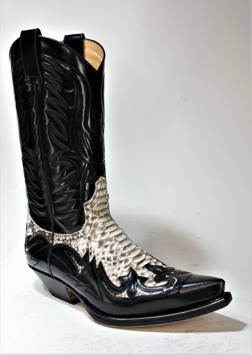 3241 Sendra cowboy boots Flor. Black Python Natural